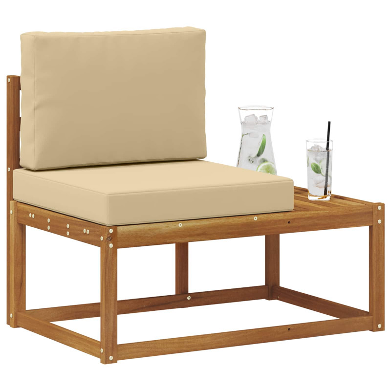 Sofa końcowa na zewnątrz z poduszką Naturalny 91 x 63 x 73 cm