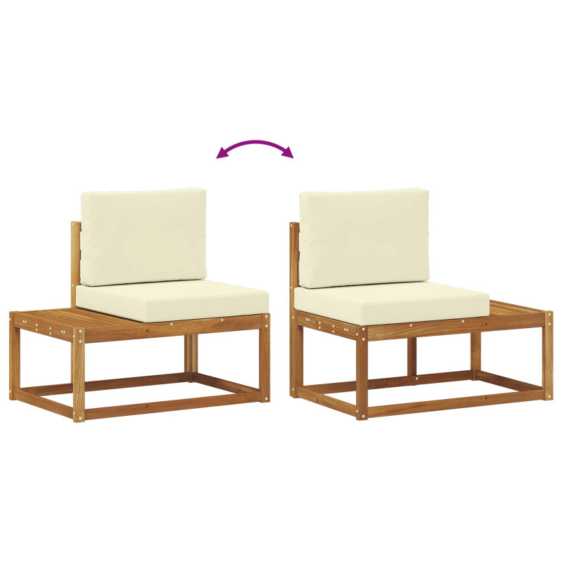 Sofa końcowa na zewnątrz 2 Sztuka Naturalny i Kremowy
