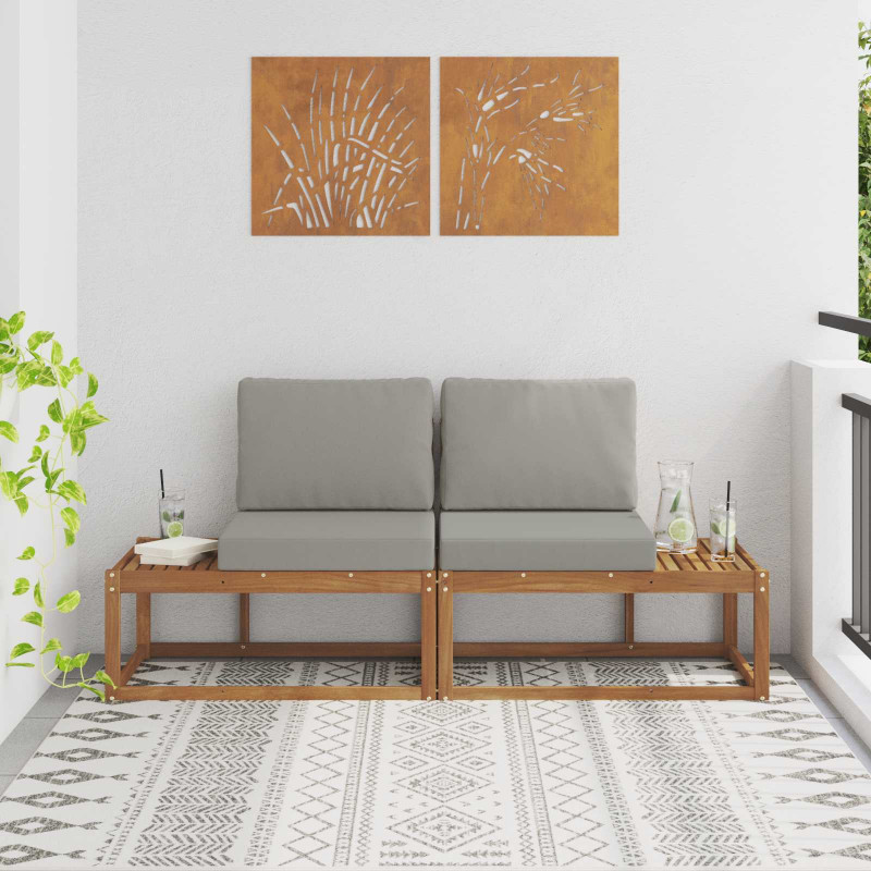 Sofa końcowa na zewnątrz 2 Sztuka Naturalny i Jasny Szary