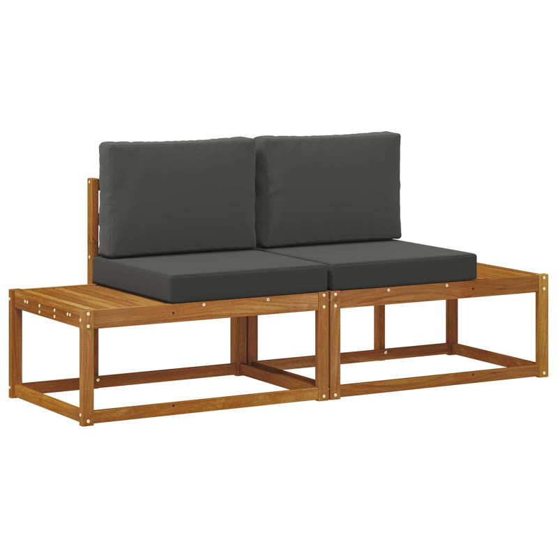 Sofa końcowa na zewnątrz 2 Sztuka Naturalny i Antracytowy