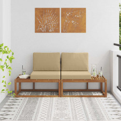 Sofa końcowa na zewnątrz z poduszką 2 Sztuka Naturalny i Beżowy