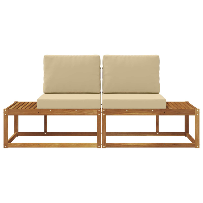 Sofa końcowa na zewnątrz z poduszką 2 Sztuka Naturalny i Beżowy