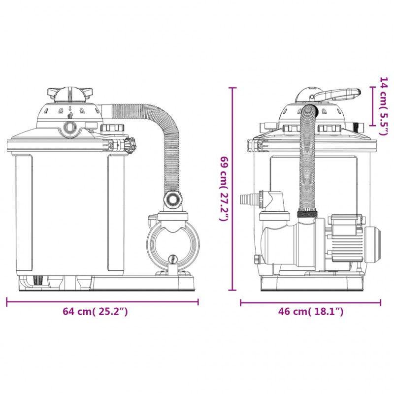 Piaskowa pompa filtrująca z zegarem, 550 W, 50 L