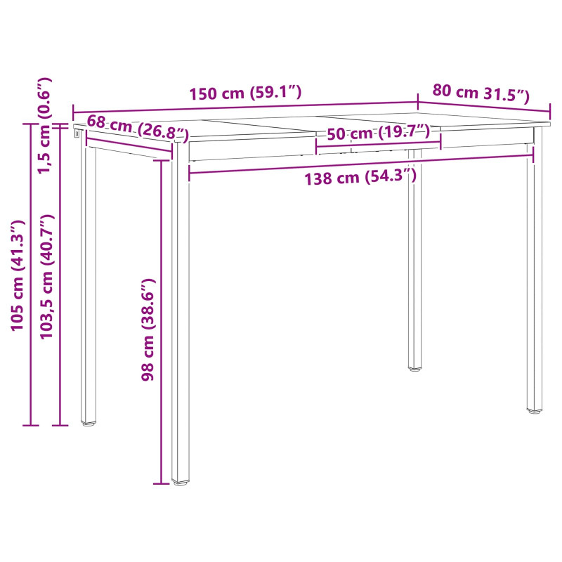 Stół barowy Biały 150 x 80 x 105 cm Lite drewno sosnowe