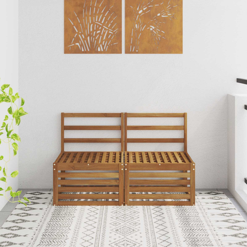 2 Sztuka Środkowa sofa ogrodowa Lite Drewno Akacji Naturalny