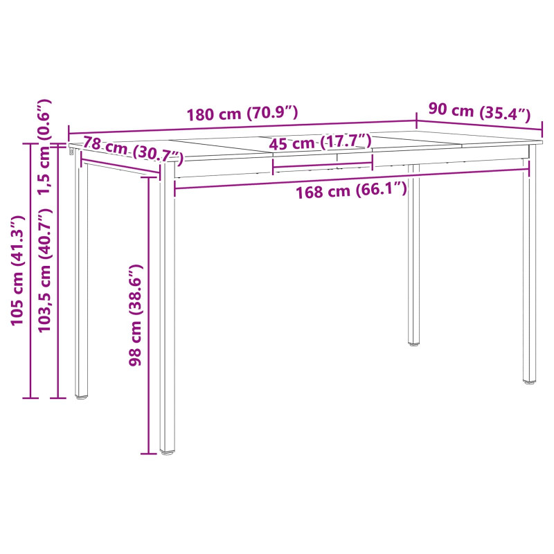 Stół barowy Biały 180 x 90 x 105 cm Lite drewno sosnowe