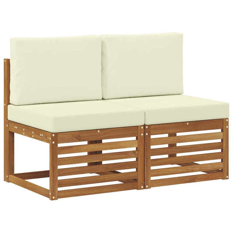 2 Sztuka Środkowa sofa ogrodowa Lite Drewno Akacji Naturalny