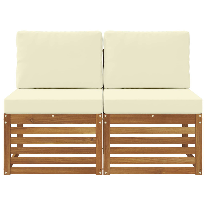 2 Sztuka Środkowa sofa ogrodowa Lite Drewno Akacji Naturalny
