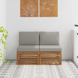 2 Sztuka Środkowa sofa ogrodowa Lite Drewno Akacji Naturalny