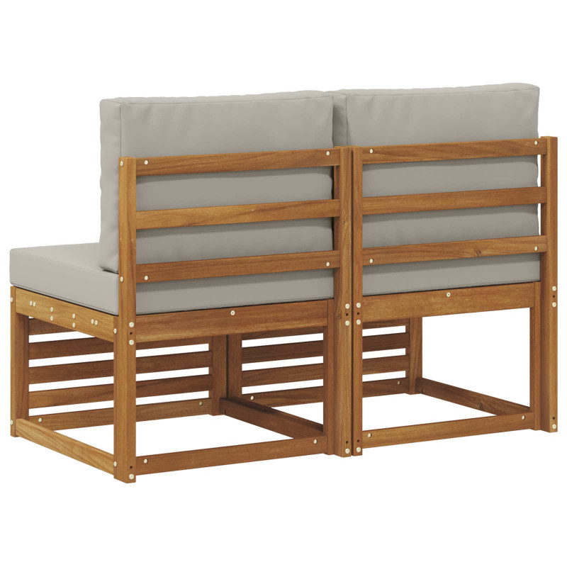 2 Sztuka Środkowa sofa ogrodowa Lite Drewno Akacji Naturalny