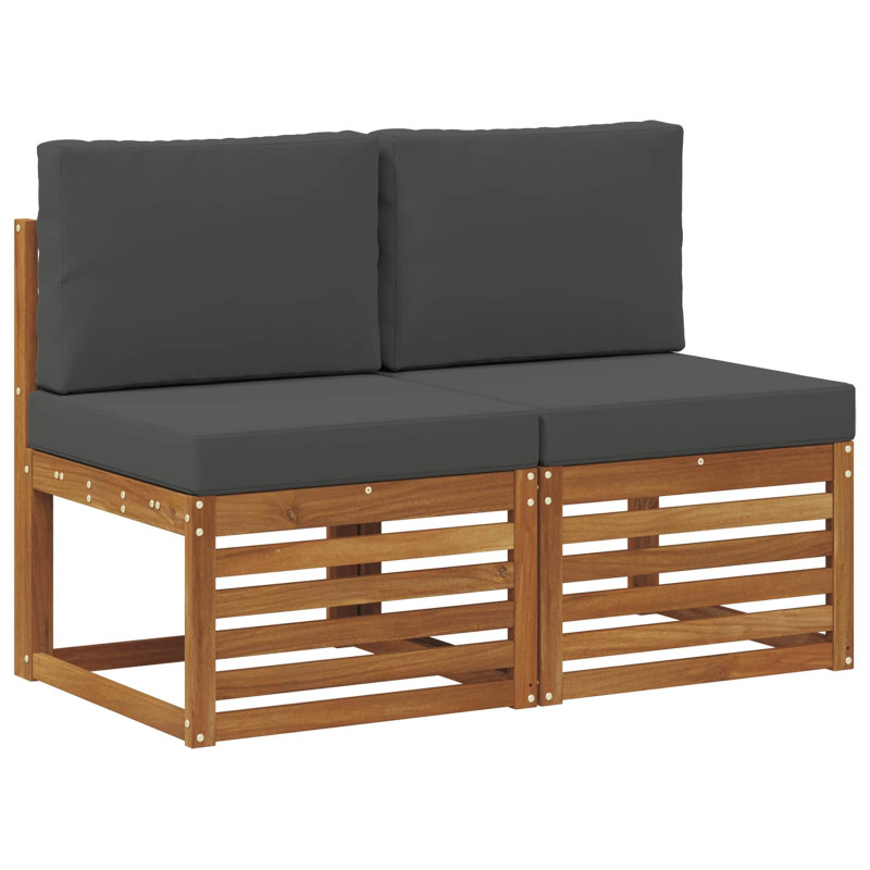 2 Sztuka Środkowa sofa ogrodowa Lite Drewno Akacji Naturalny