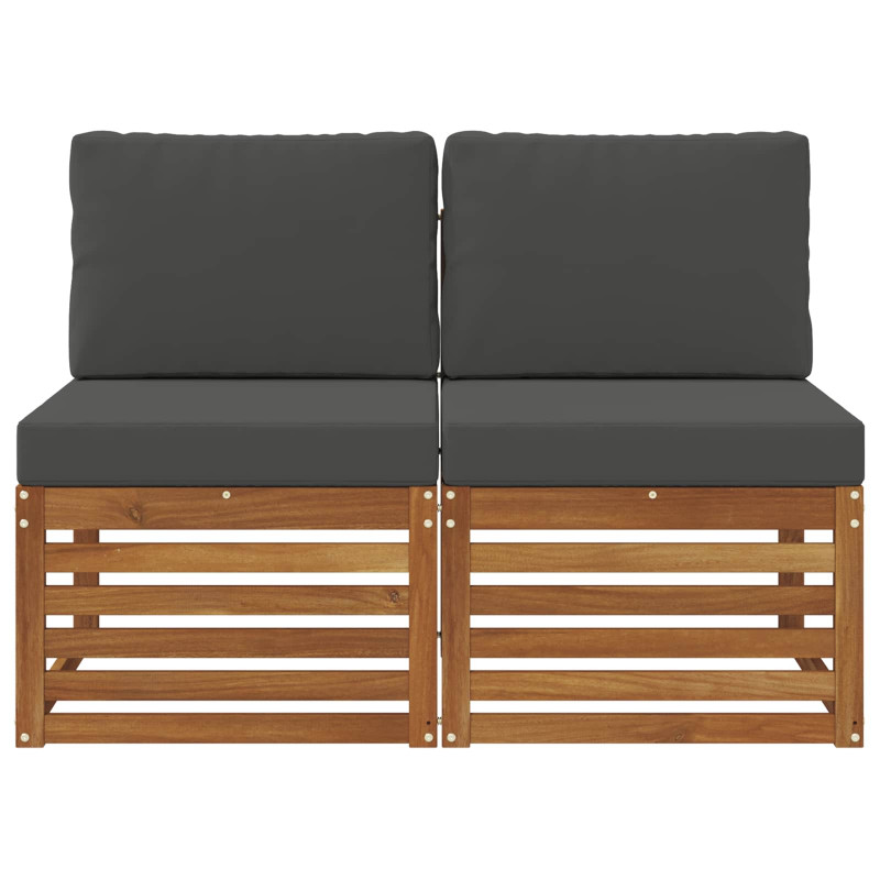 2 Sztuka Środkowa sofa ogrodowa Lite Drewno Akacji Naturalny