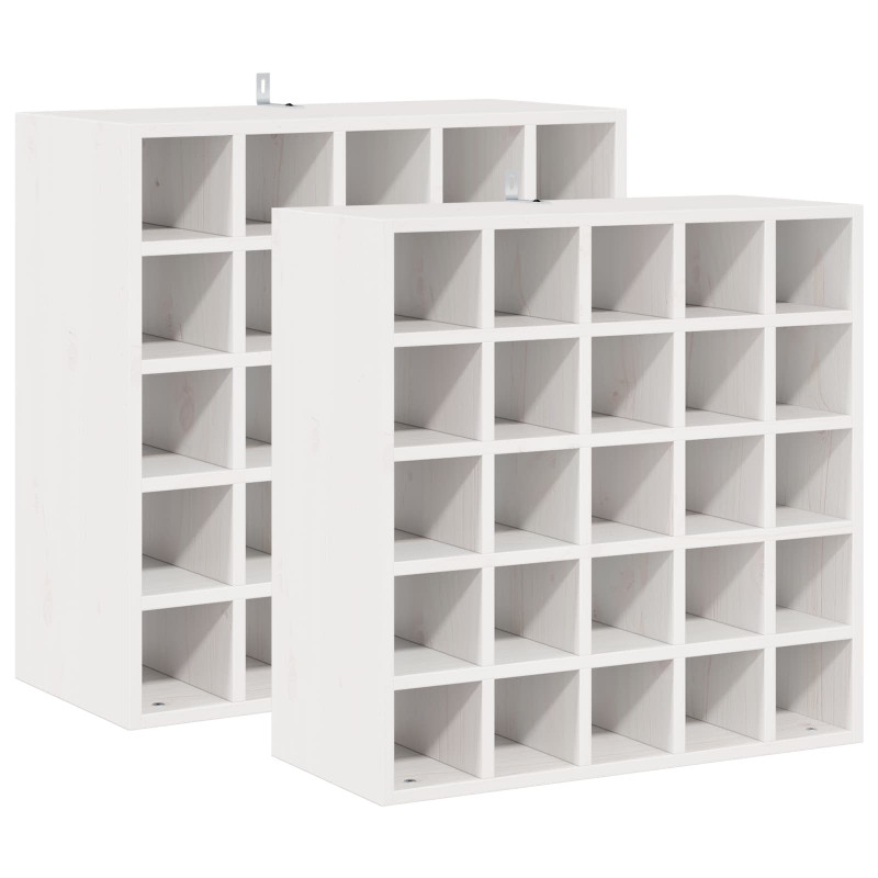 Regał na wino 2 pcs Biały 56 x 25 x 56 cm Lite drewno sosnowe