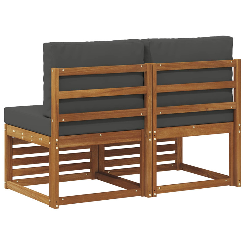 2 Sztuka Środkowa sofa ogrodowa Lite Drewno Akacji Naturalny