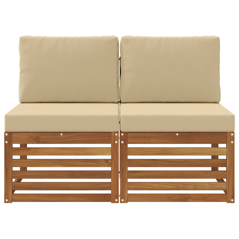 2 Sztuka Środkowa sofa ogrodowa Lite Drewno Akacji Naturalny
