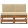 2 Sztuka Środkowa sofa ogrodowa Lite Drewno Akacji Naturalny