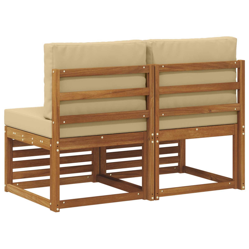 2 Sztuka Środkowa sofa ogrodowa Lite Drewno Akacji Naturalny
