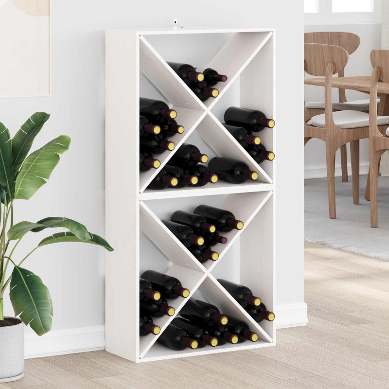 Regał na wino 2 pcs Biały 62 x 25 x 62 cm Lite drewno sosnowe
