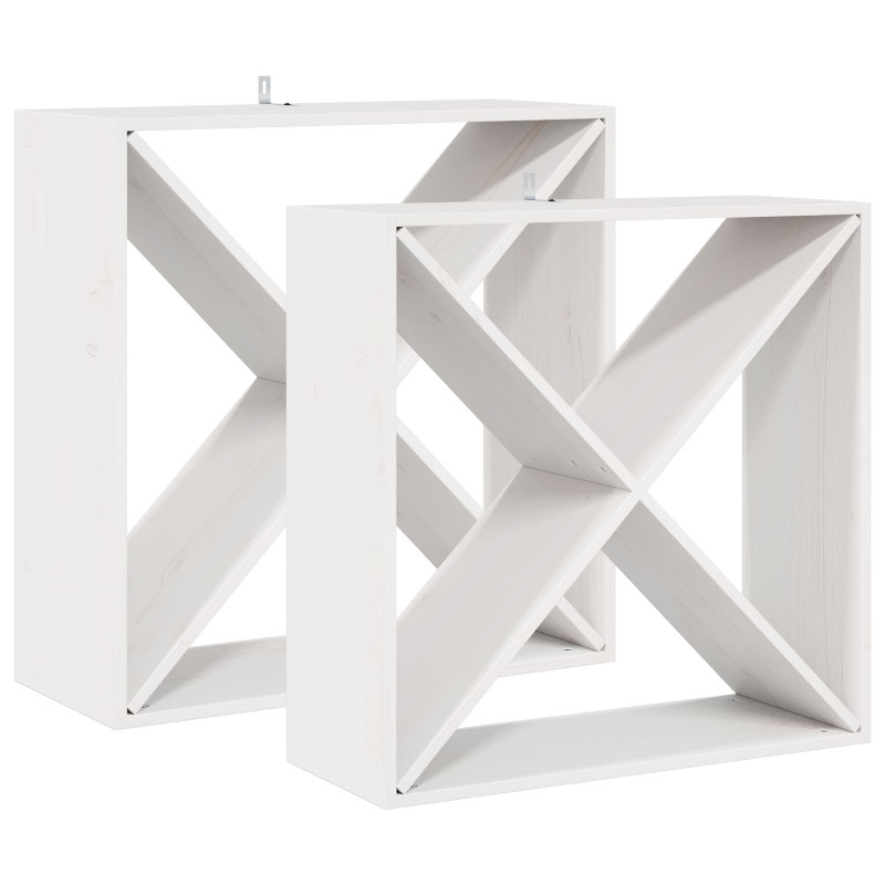 Regał na wino 2 pcs Biały 62 x 25 x 62 cm Lite drewno sosnowe