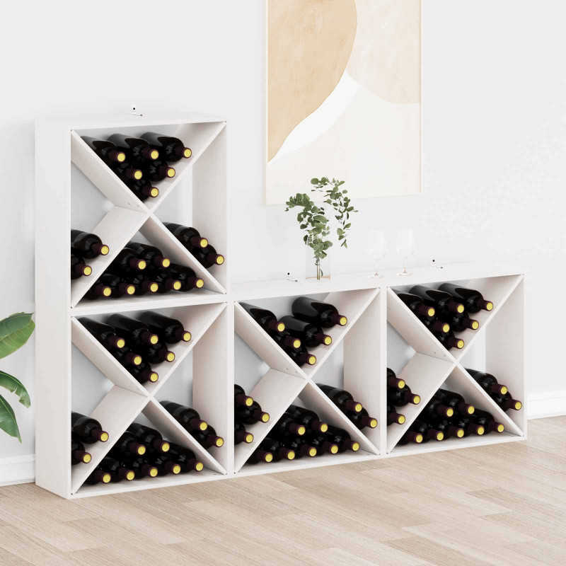 Regał na wino 4 pcs Biały 62 x 25 x 62 cm Lite drewno sosnowe