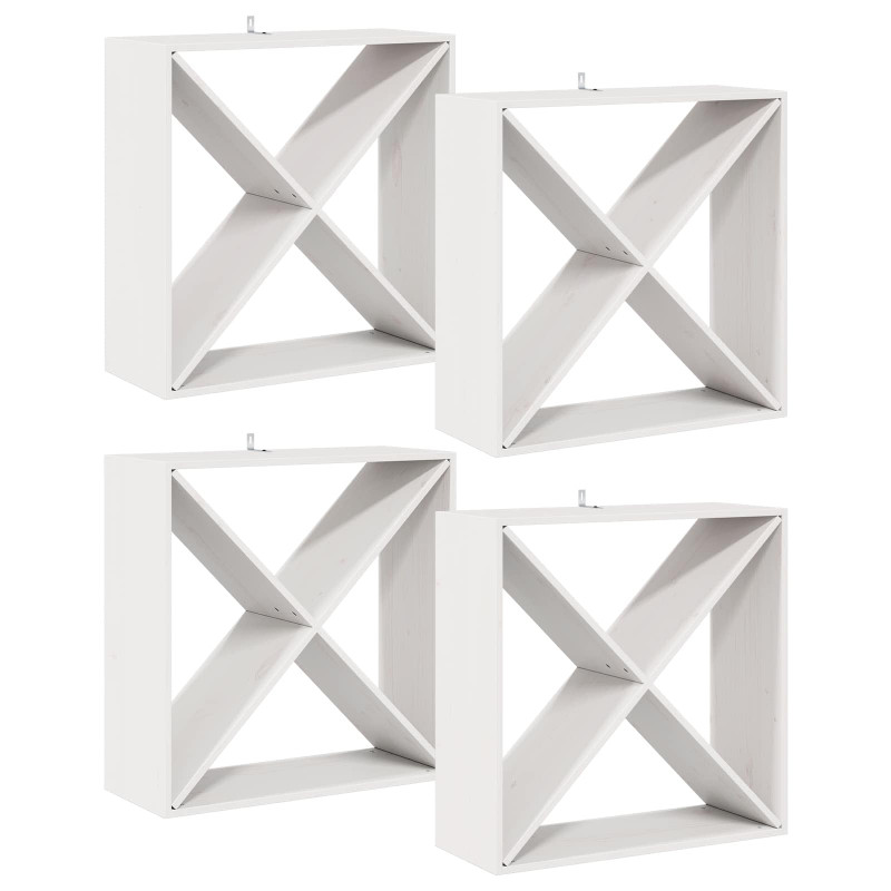 Regał na wino 4 pcs Biały 62 x 25 x 62 cm Lite drewno sosnowe