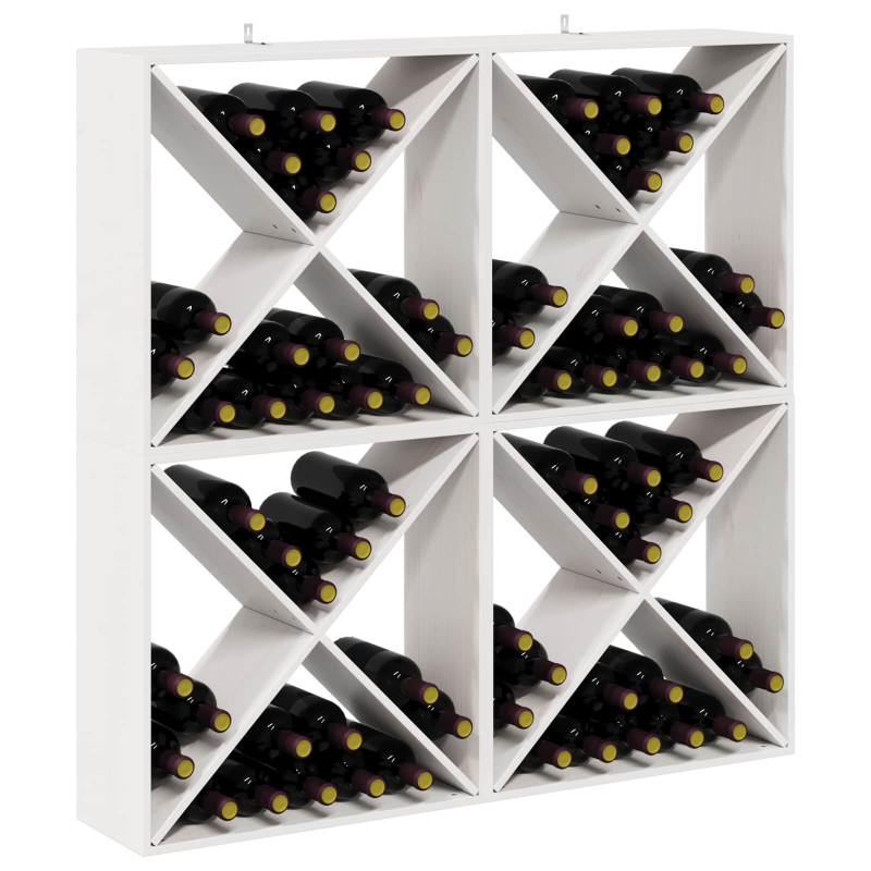 Regał na wino 4 pcs Biały 62 x 25 x 62 cm Lite drewno sosnowe