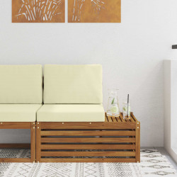 Sofa końcowa na zewnątrz z poduszką Naturalny 91 x 63 x 73 cm