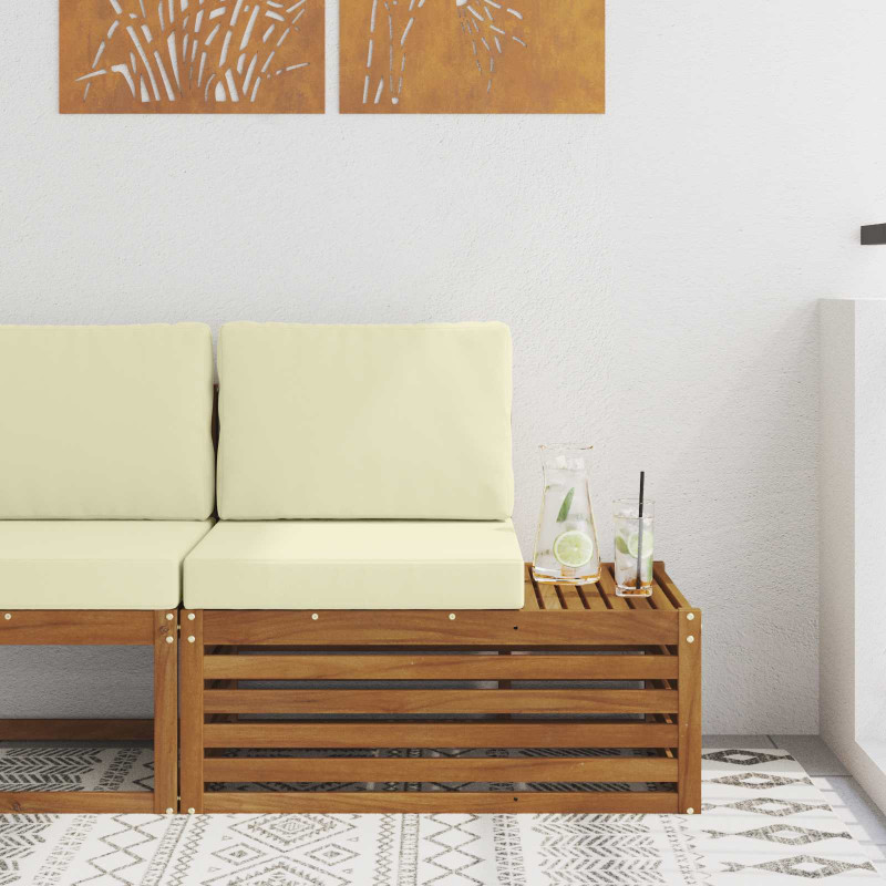 Sofa końcowa na zewnątrz z poduszką Naturalny 91 x 63 x 73 cm