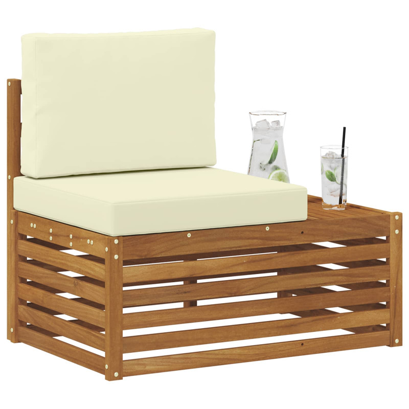 Sofa końcowa na zewnątrz z poduszką Naturalny 91 x 63 x 73 cm