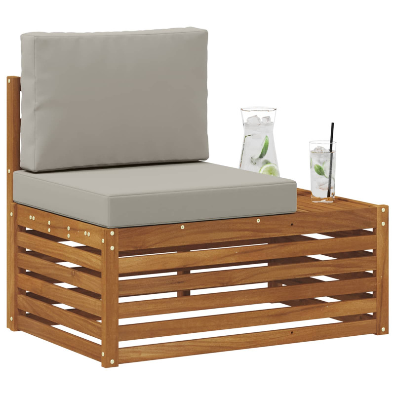 Sofa końcowa na zewnątrz z poduszką Naturalny 91 x 63 x 73 cm
