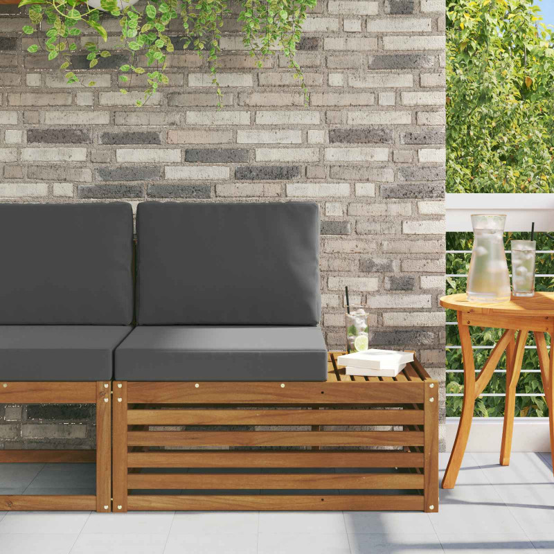 Sofa końcowa na zewnątrz z poduszką Naturalny 91 x 63 x 73 cm