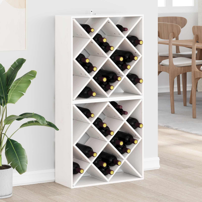 Regał na wino 2 pcs Biały 62 x 25 x 62 cm Lite drewno sosnowe