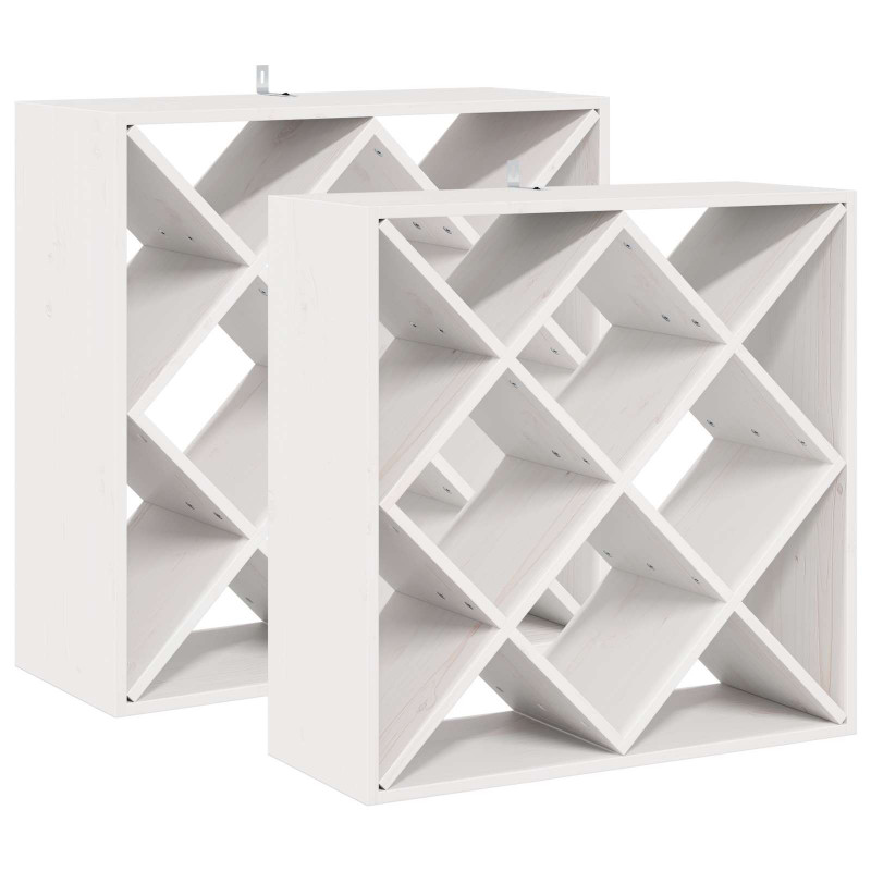 Regał na wino 2 pcs Biały 62 x 25 x 62 cm Lite drewno sosnowe