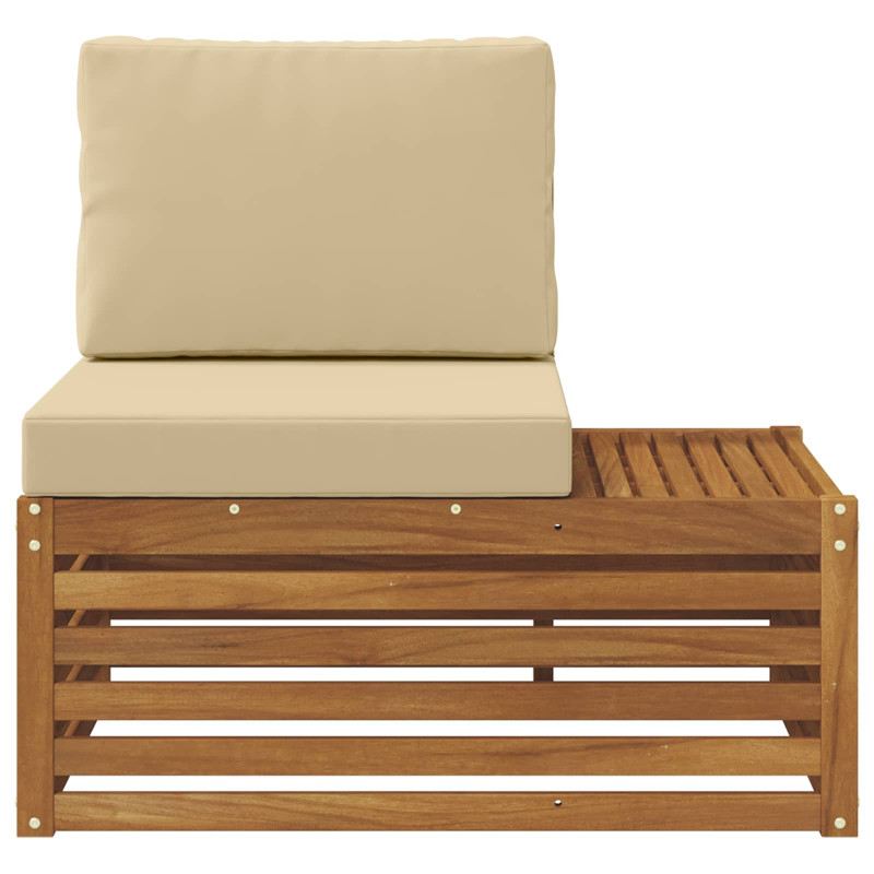 Sofa końcowa na zewnątrz z poduszką Naturalny 91 x 63 x 73 cm