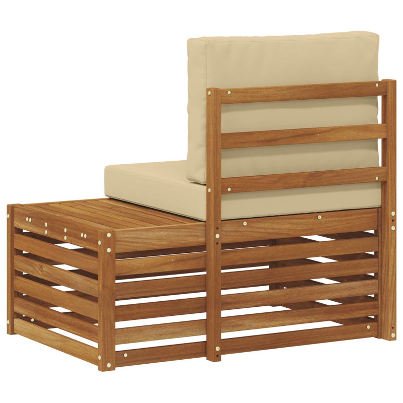 Sofa końcowa na zewnątrz z poduszką Naturalny 91 x 63 x 73 cm
