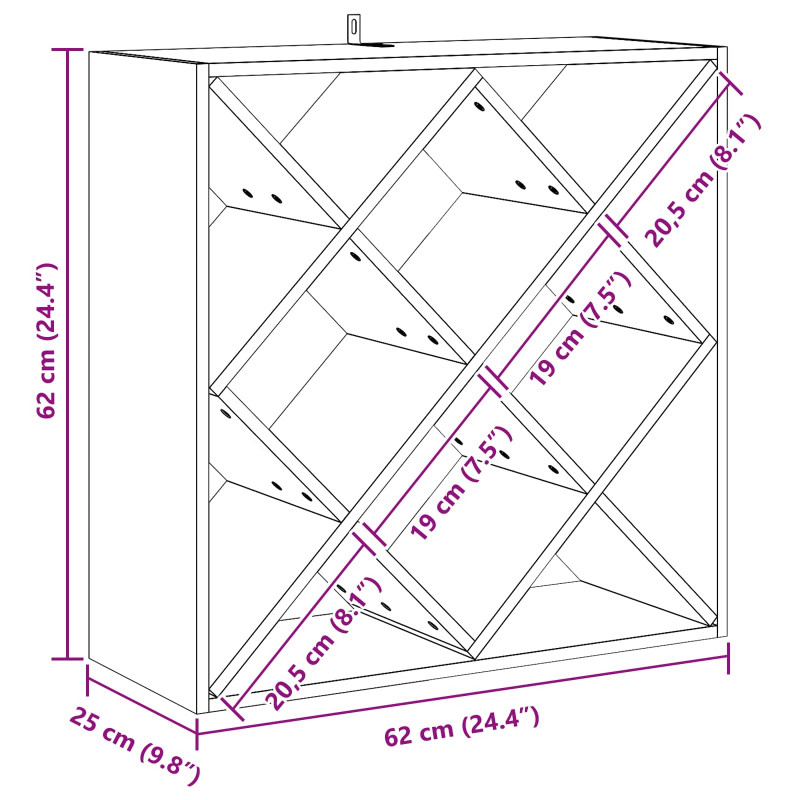 Regał na wino 2 pcs Biały 62 x 25 x 62 cm Lite drewno sosnowe
