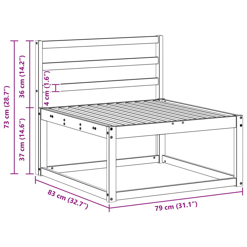 Środkowa sofa ogrodowa Lite Drewno Akacji Naturalny