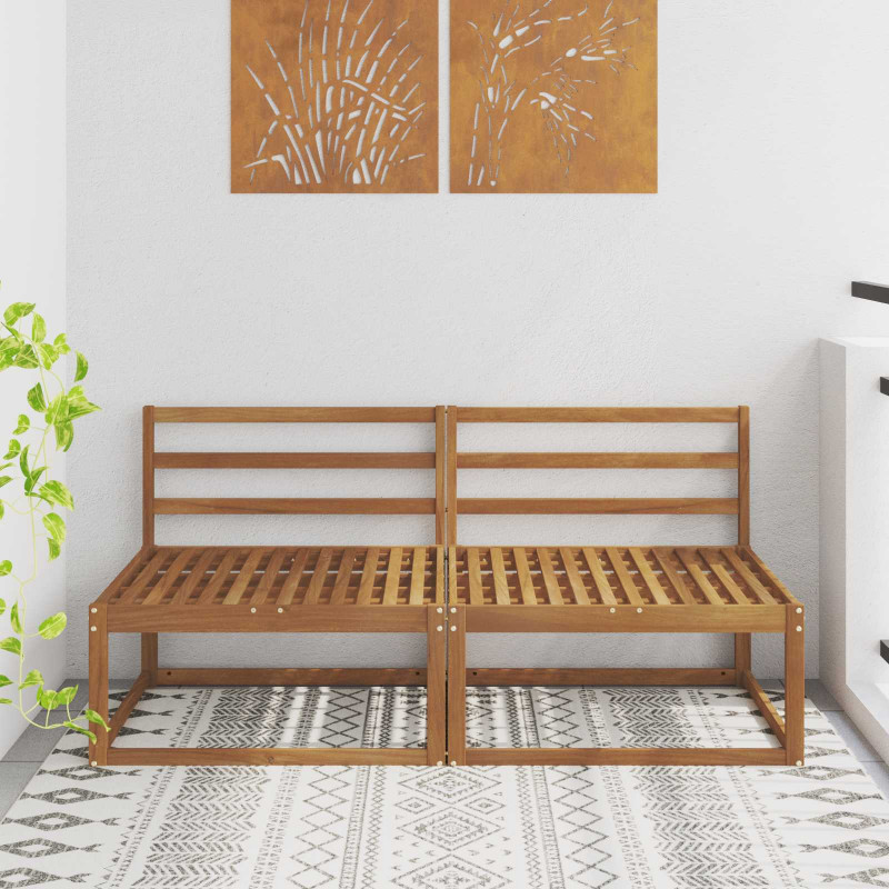 2 Sztuka Środkowa sofa ogrodowa Lite Drewno Akacji Naturalny
