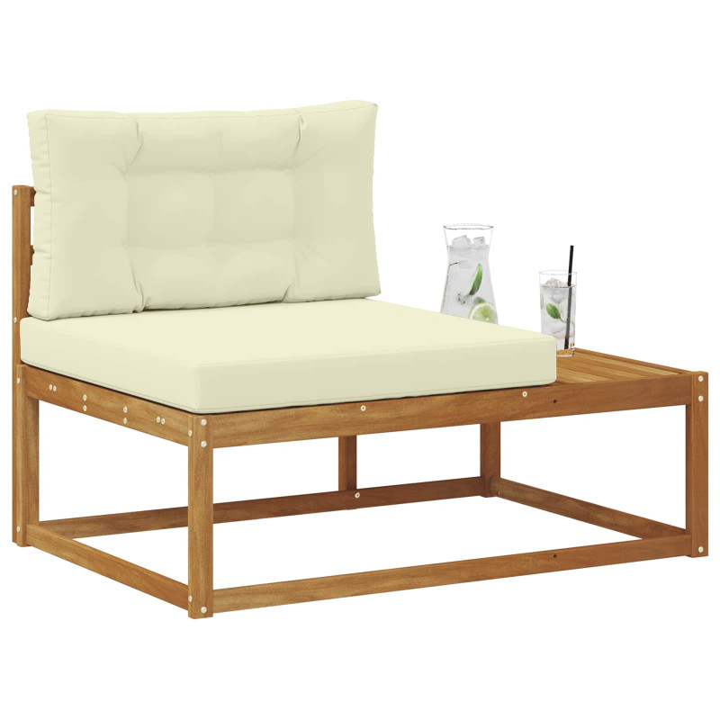 Sofa końcowa na zewnątrz z poduszką Naturalny 115 x 83 x 73 cm