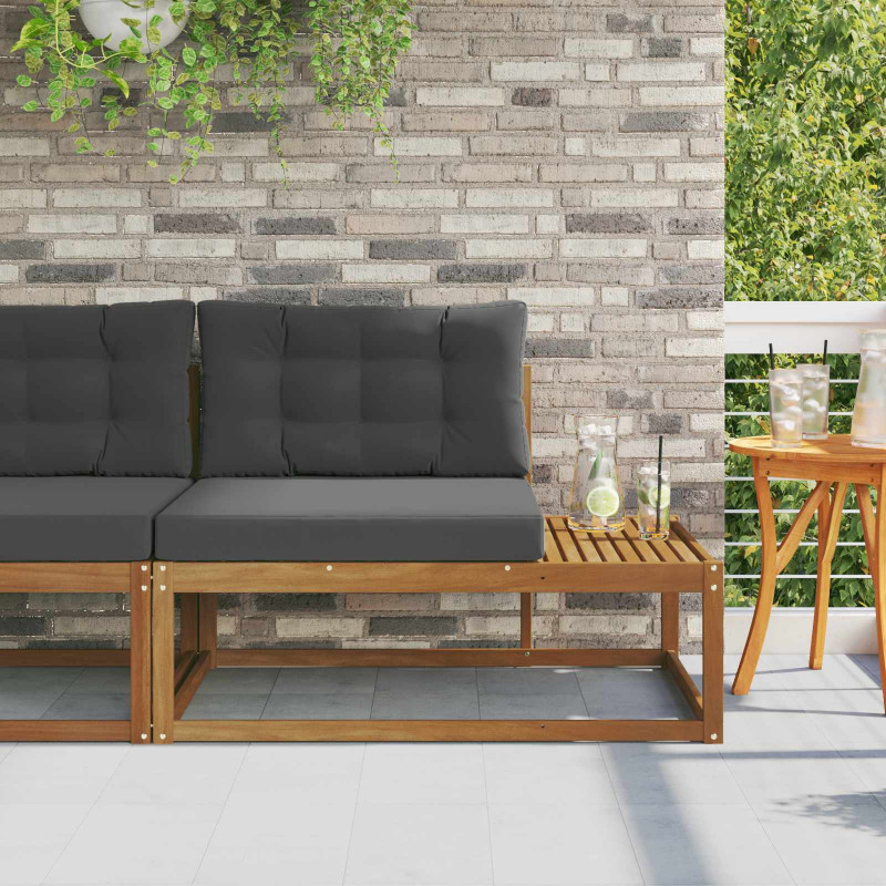 Sofa końcowa na zewnątrz z poduszką Naturalny 115 x 83 x 73 cm