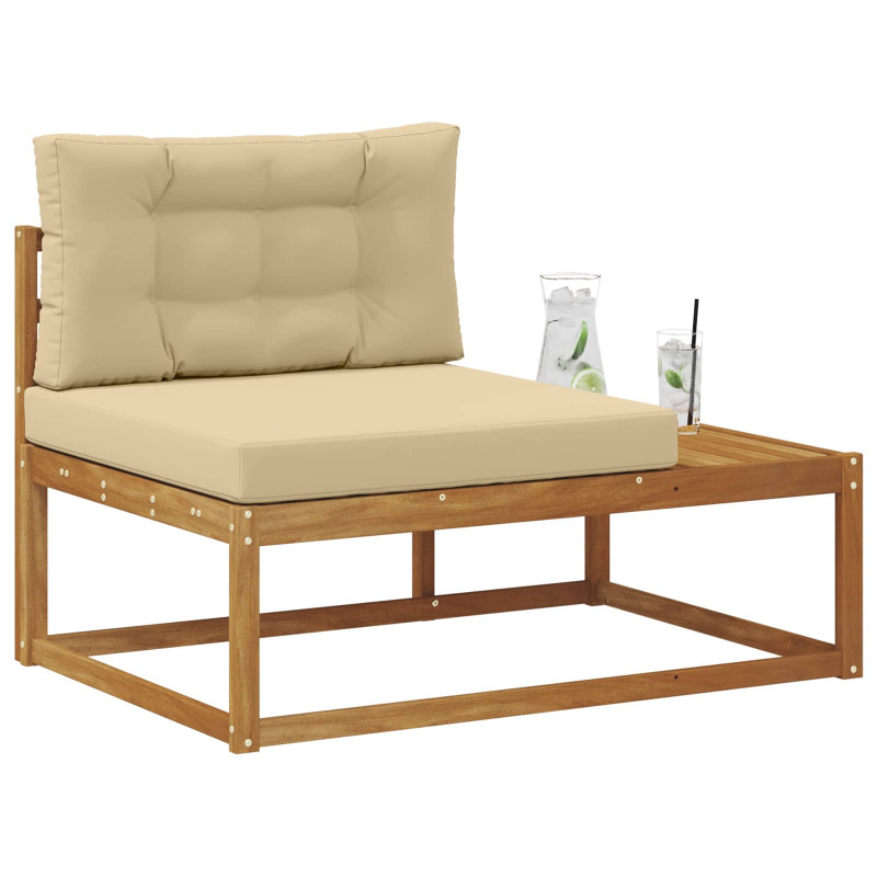 Sofa końcowa na zewnątrz z poduszką Naturalny 115 x 83 x 73 cm