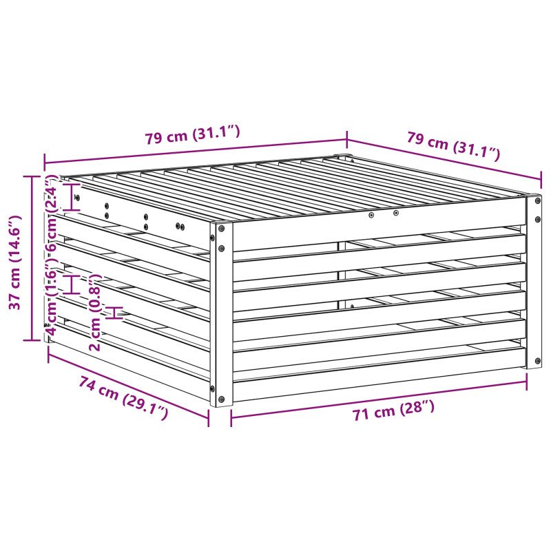 Pufa na zewnątrz Naturalny 79 x 79 x 37 cm Lite Drewno Akacji