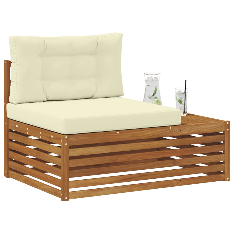 Sofa końcowa na zewnątrz z poduszką Naturalny 115 x 83 x 73 cm