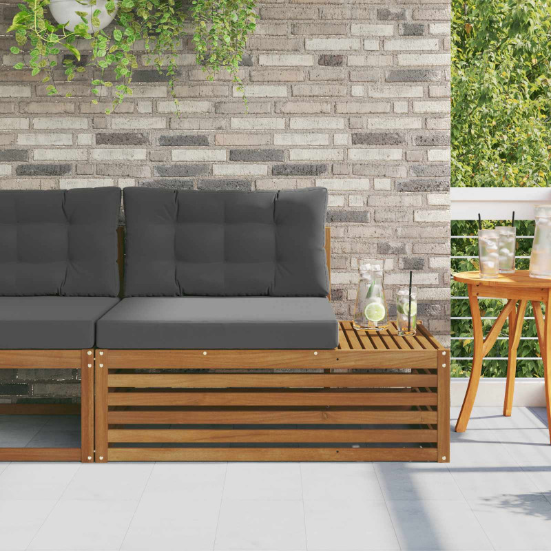 Sofa końcowa na zewnątrz z poduszką Naturalny 115 x 83 x 73 cm