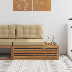 Sofa końcowa na zewnątrz z poduszką 3 Sztuka Naturalny i Beżowy