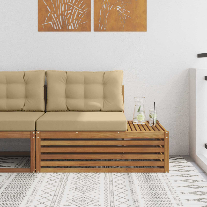 Sofa końcowa na zewnątrz z poduszką 3 Sztuka Naturalny i Beżowy