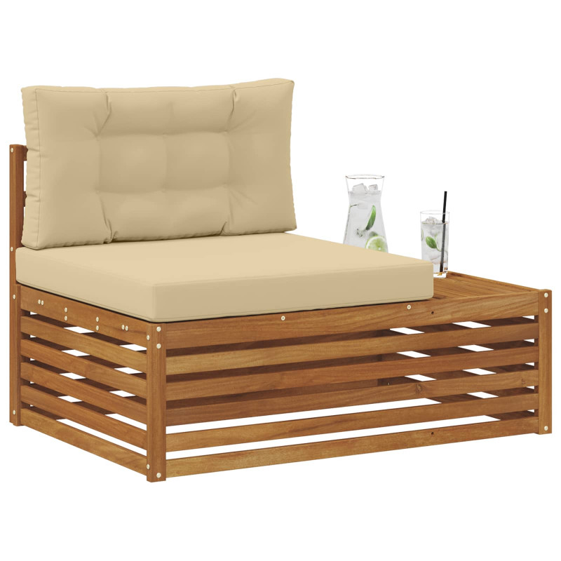 Sofa końcowa na zewnątrz z poduszką 3 Sztuka Naturalny i Beżowy