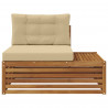 Sofa końcowa na zewnątrz z poduszką 3 Sztuka Naturalny i Beżowy