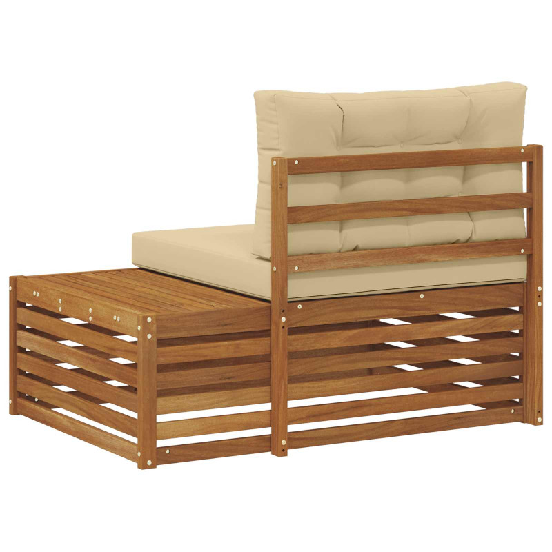 Sofa końcowa na zewnątrz z poduszką 3 Sztuka Naturalny i Beżowy