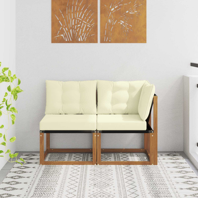 Modułowa sofa na zewnątrz z poduszką 2 Sztuka Naturalny
